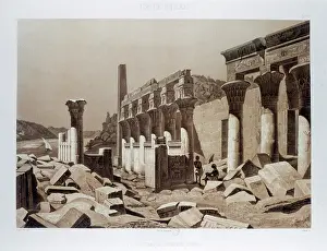 Philae: Columns at the Temple of Venus Hathor, Philae, Egypt 1841