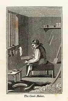 Shavings: Comb maker sawing teeth into a comb in a workshop