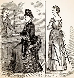 Bustle: Combined stool and bustle to prevent ladies suffering