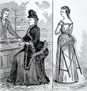 Bustle: Combined stool and bustle to prevent ladies suffering