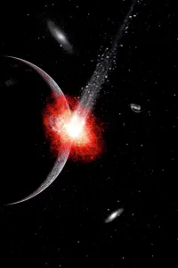Hitting: A comet hitting an alien planet