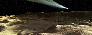 Mercury: A comet passes over the surface of Mercury
