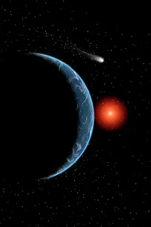 Comet: A comet passing the Earth on its journey around the Sun