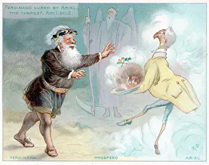Lured: Comic Christmas card, scene from The Tempest