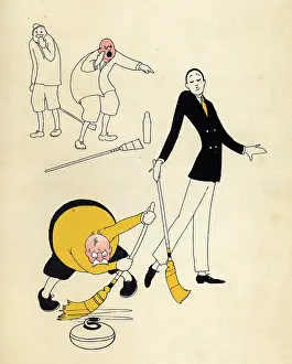 Sweating: COMIC CURLING SCENE 1926