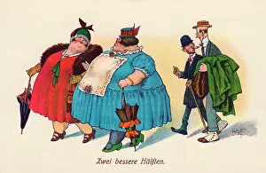 Halves: Comic German postcard -- Two Better Halves