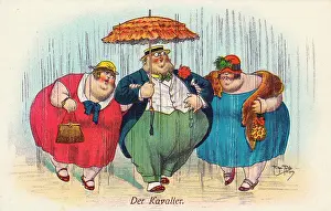 Thoughtless: Comic German postcard -- The Cavalier