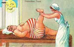 Physiotherapy: Comic German postcard -- health spa physiotherapy