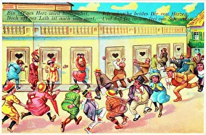 Purge: Comic German postcard -- health spa toilets