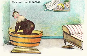 Voyeurs: Comic German postcard -- mud bath at a health spa