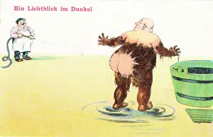 Hosed: Comic German postcard -- mud bath at a health spa