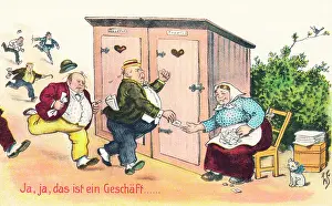 Earnings: Comic German postcard -- paying for access