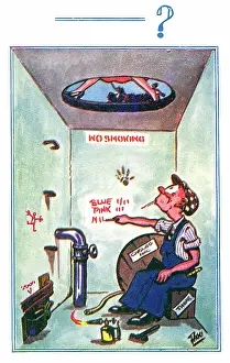 Manhole: Comic Postcard - Advantageous vantage point