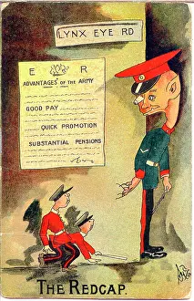 Advantages: Comic postcard, Advantages of the army - The Redcap