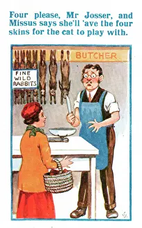 Ambiguous: Comic postcard, Ambiguous instructions to the butcher