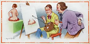 Mahlstick: Comic postcard, art class