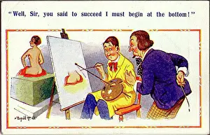 Mahlstick: Comic postcard, art class