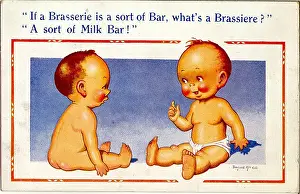 Brasserie: Comic postcard, Two babies chatting