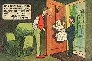 Postboy: Comic postcard, baby delivery