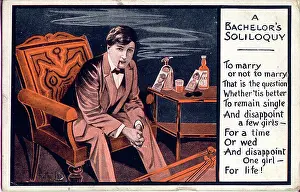 Soliloquy: Comic postcard, A bachelor's soliloquy