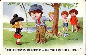 Confusing: Comic postcard, Are you a boy or a girl?