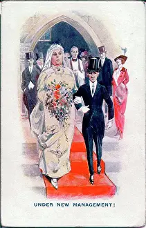 The Donald Mcgill Archive Collection: Comic postcard, Bride and groom leaving church