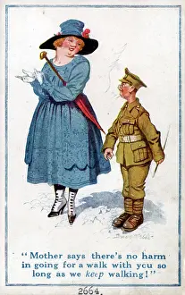 Wimp: Comic postcard, British soldier and girlfriend, WW1