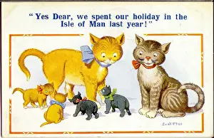 Manx: Comic postcard, Cats and kittens