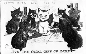 Kats: Comic postcard, Cats on a roof