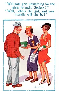 Unattractive: Comic postcard, Charitable donation to Friendly Society