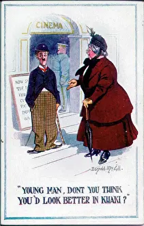 The Donald Mcgill Archive Collection: Comic postcard, Charlie Chaplin cutout figure, WW1