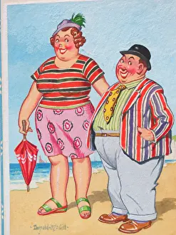 Technicolour: Comic postcard, Colourful couple on the beach