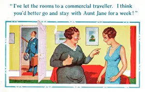 Lodger: Comic postcard, commercial traveller