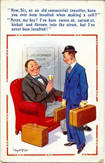 Insulted: Comic postcard, Two commercial travellers
