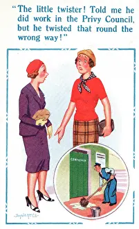 Lowly: Comic postcard, council worker