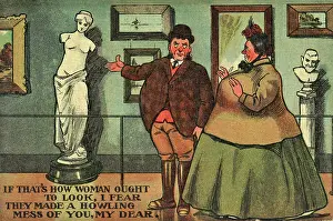 Philistine: Comic postcard, couple in an art gallery