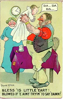 Dada: Comic postcard, Couple with baby