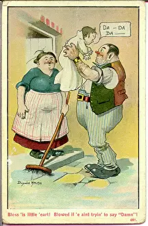 Dada: Comic postcard, Couple with baby