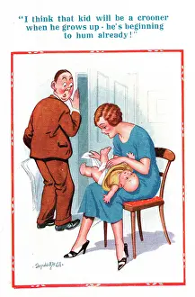 Crooner: Comic postcard, Couple with baby