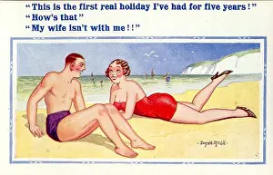 Infidelity: Comic postcard, Couple on the beach