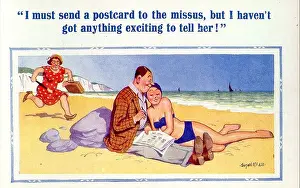 Impending: Comic postcard, Couple on the beach