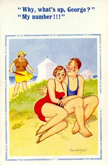 Impending: Comic postcard, Couple on the beach