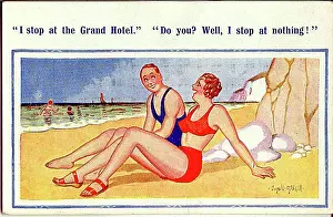 Banter: Comic postcard, Couple chatting on the beach