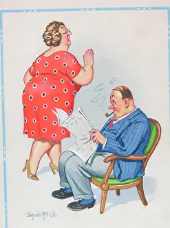 Frump: Comic postcard, Couple discussing the weather