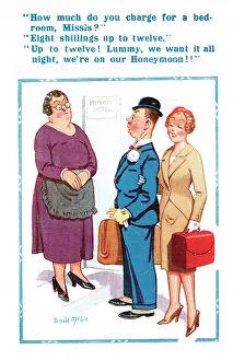 Frump: Comic postcard, Couple on their honeymoon