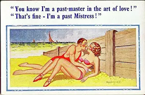 Banter: Comic postcard, Couple kissing on the beach