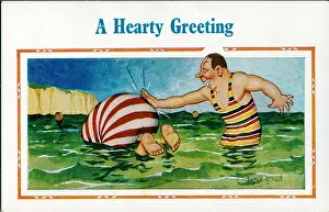 Slap: Comic postcard, Couple in the sea
