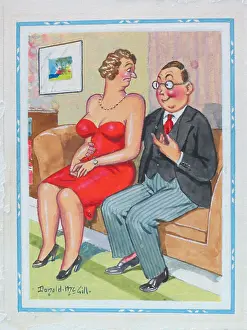 Wimp: Comic postcard, Couple on a sofa