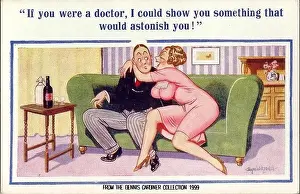 Astonish: Comic postcard, Couple on a sofa