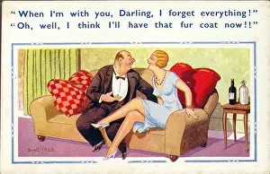 Syphon: Comic postcard, Couple on a sofa